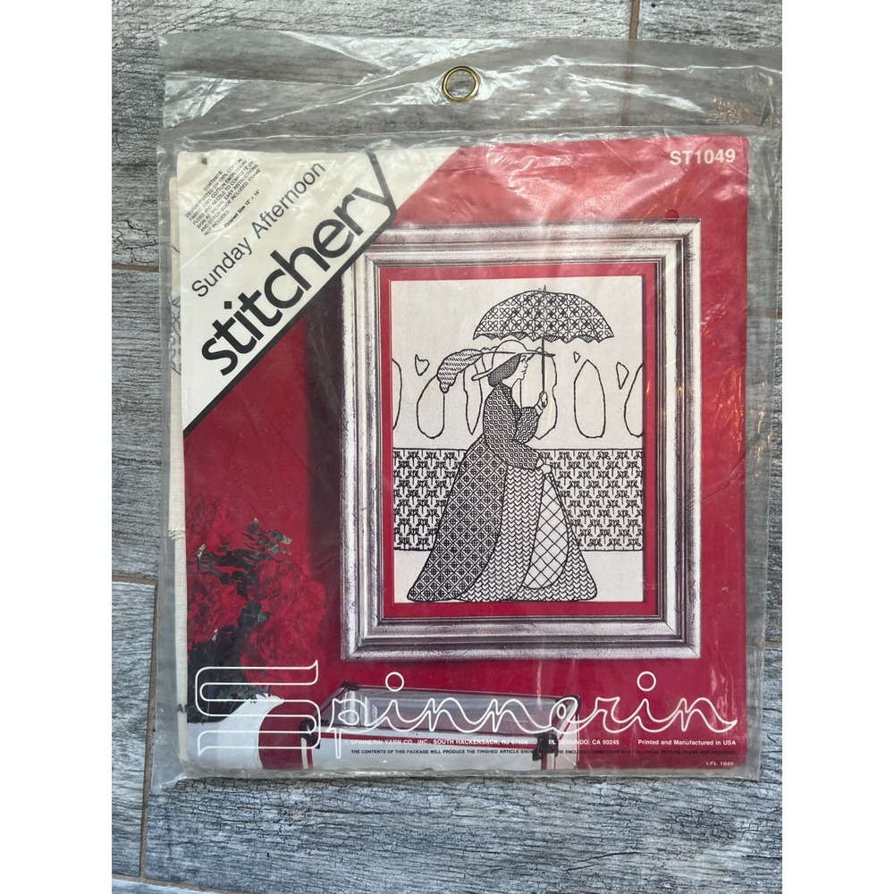 Spinnerin Sunday Afternoon Embroidery Kit Victorian Woman DIY 70s Vintage NWT